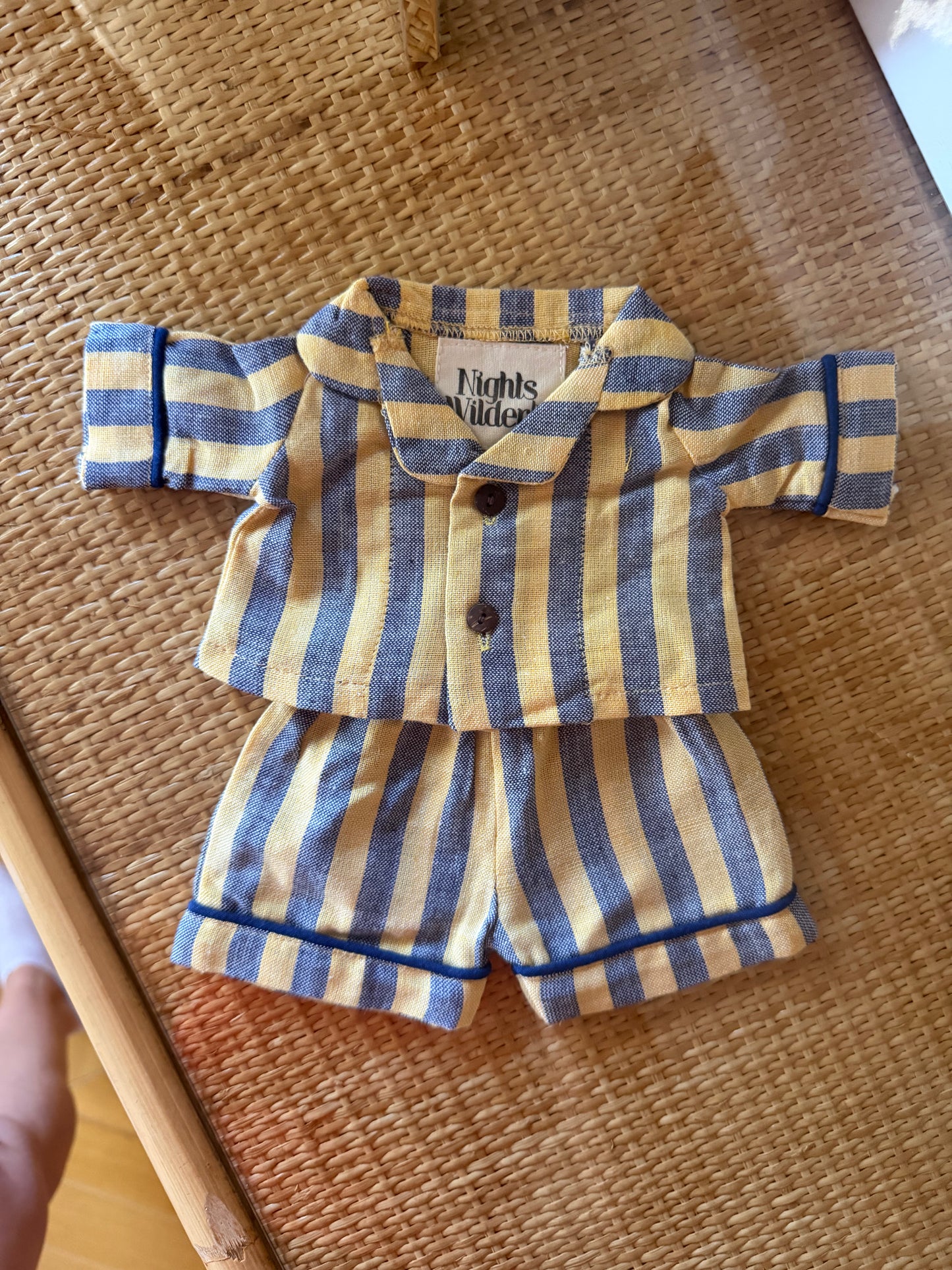 Lennon Toy Pyjamas in Lemon and Blue stripe