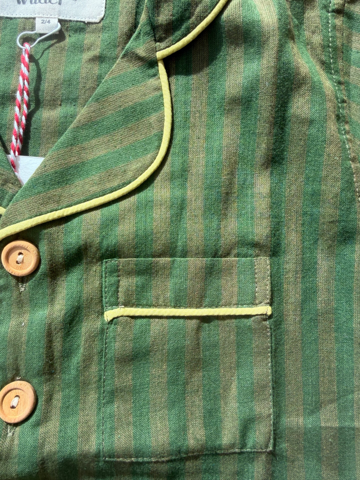 Lennon short set in dark green stripe