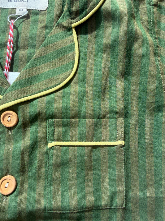 Lennon short set in dark green stripe