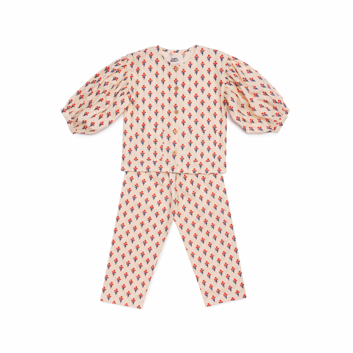 Farrow Set in Red & Blue Folk Floral