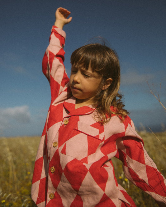 Lennon Set in Red/Pink Harlequin