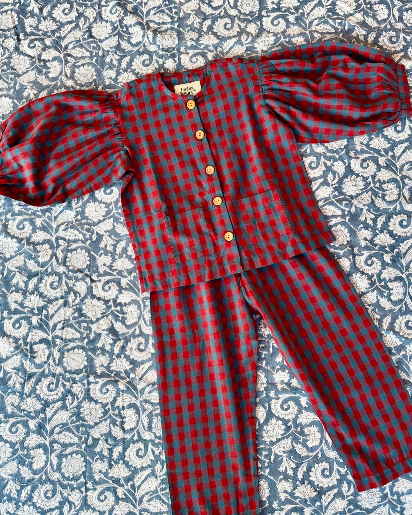 Farrow in Red and Blue check