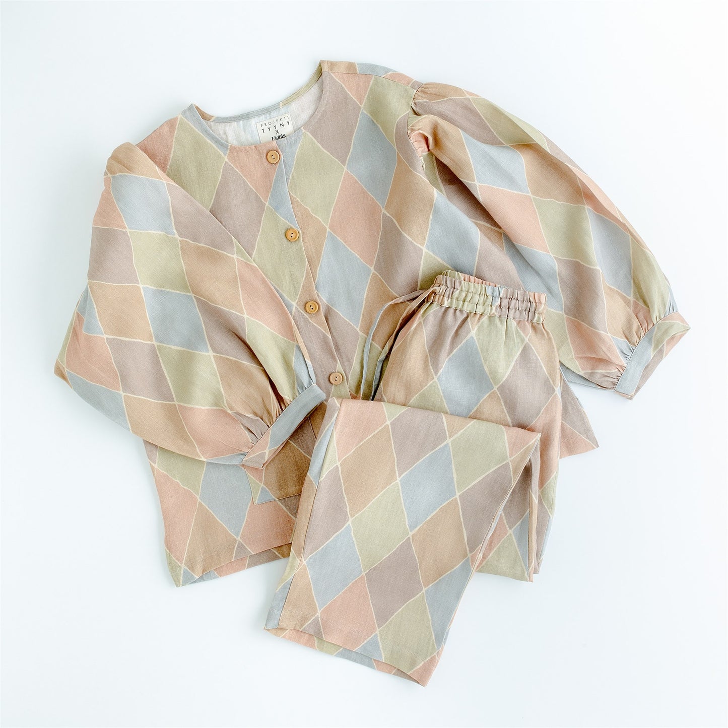 Farrow in Les Macarons Harlequin print, Women's set