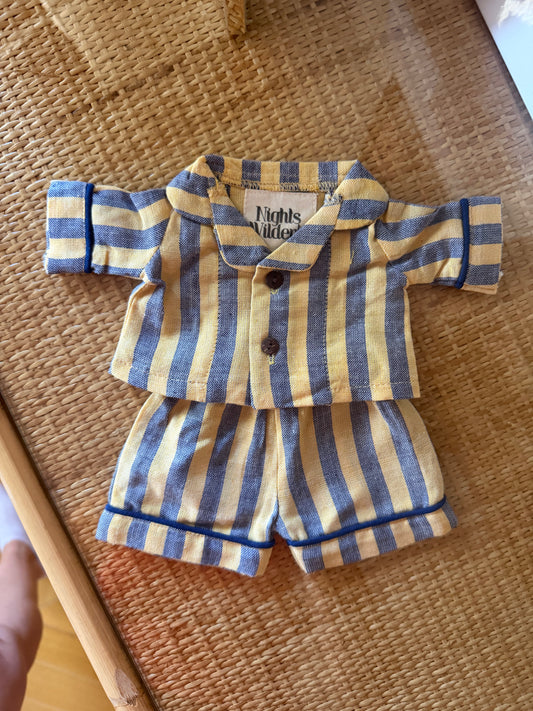 Lennon Toy Pyjamas in Lemon and Blue stripe