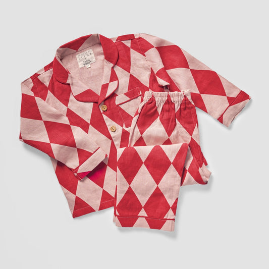 Lennon Set in Red/Pink Harlequin